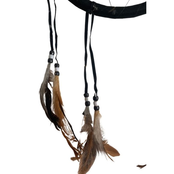 Small Dream Catcher with Feathers, Protective Wolf Design 8.5" - Picture 3 of 3